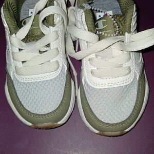 Champion Kids' White and Olive Sneakers